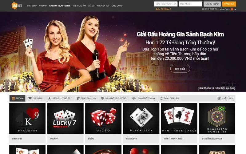 Trang đánh Baccarat trực tuyến uy tín