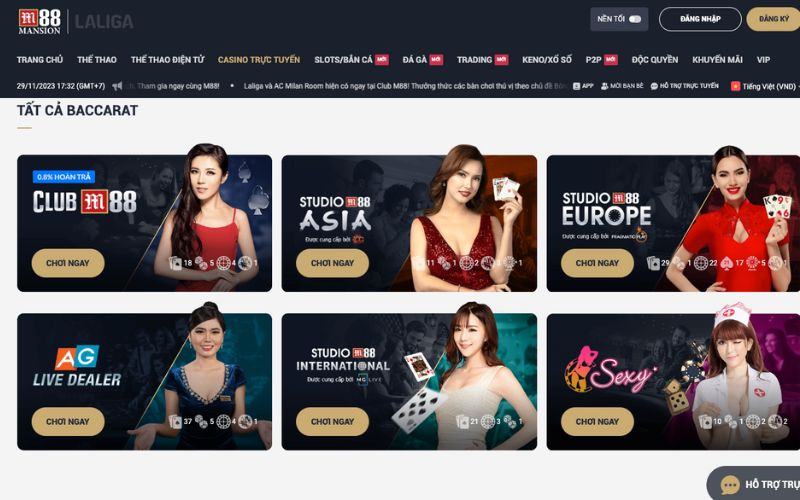 Nhà cái Baccarat trực tuyến uy tín nhất hiện nay