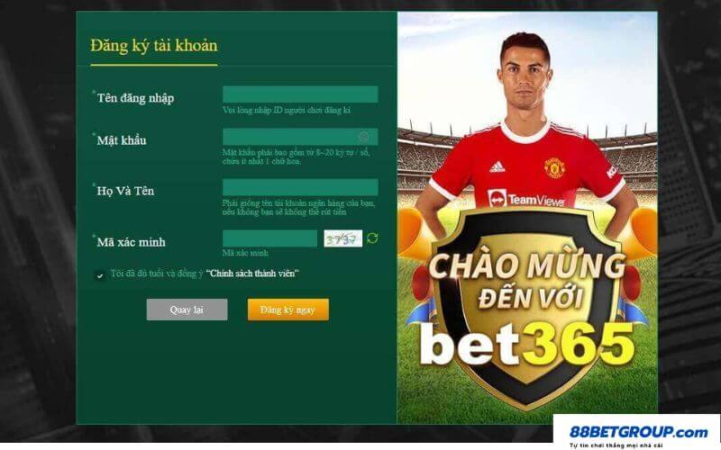 Cách đăng ký bet365